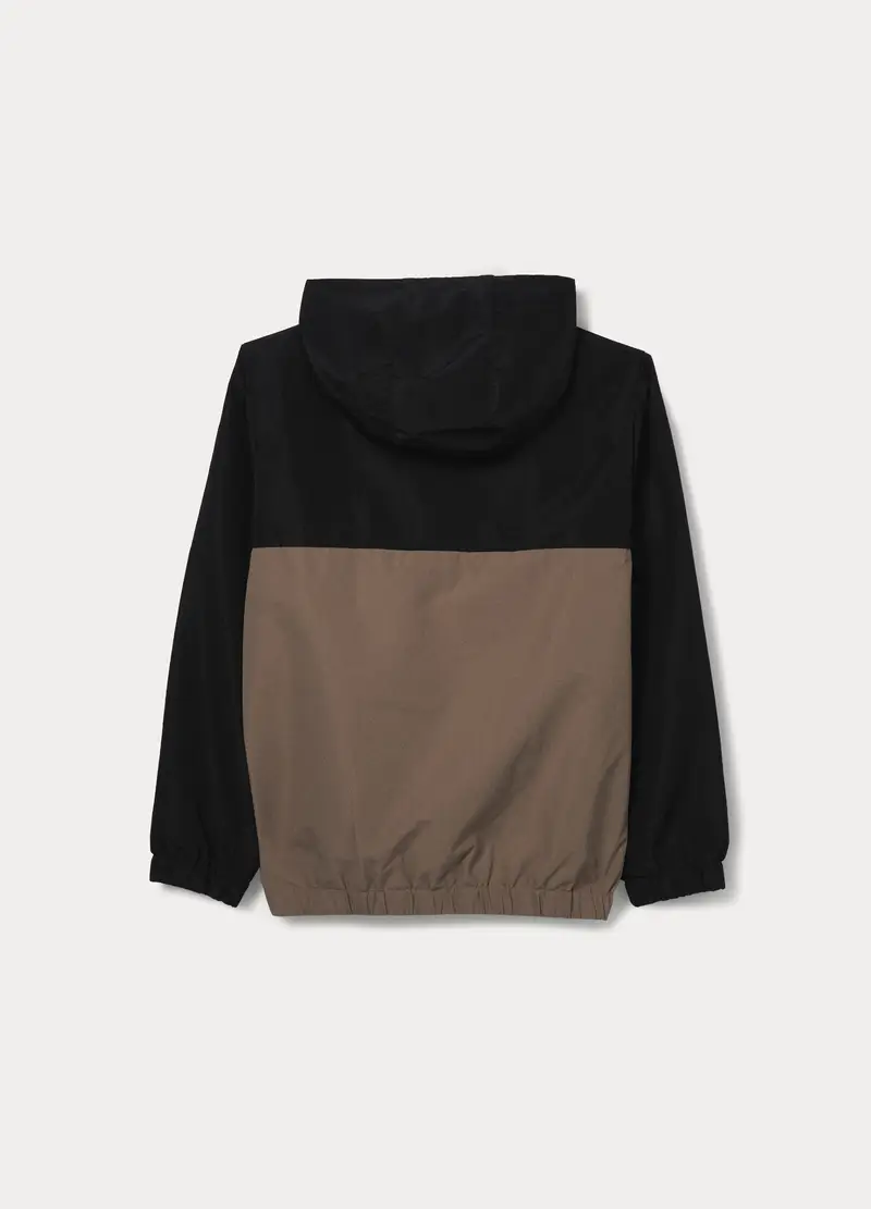 Giacca Antipioggia Con Cappuccio Ragazzo, Bambino, Nero/beige