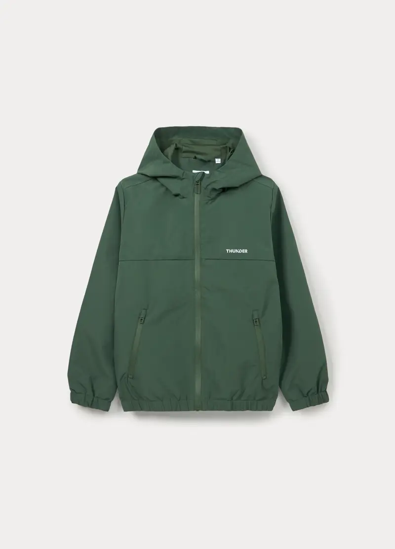 Giacca Antipioggia Con Cappuccio Ragazzo, Bambino, Verde muschio