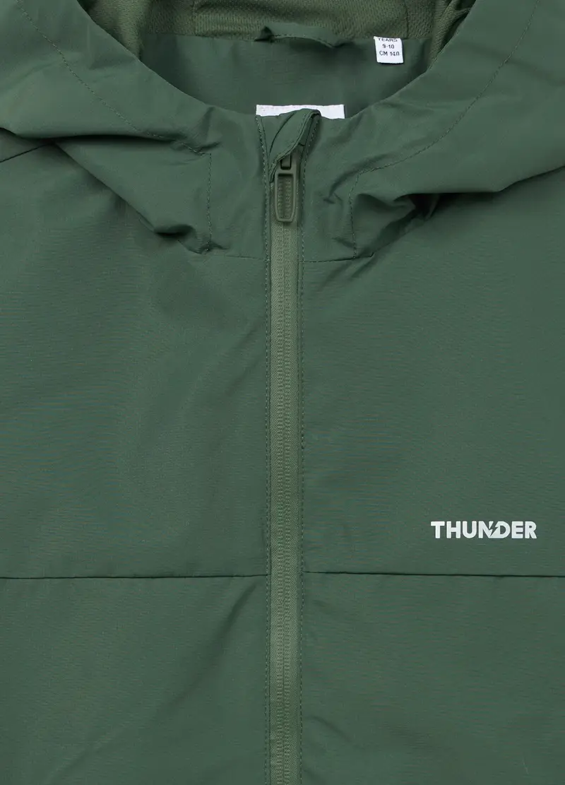 Giacca Antipioggia Con Cappuccio Ragazzo, Bambino, Verde muschio miniatura 3