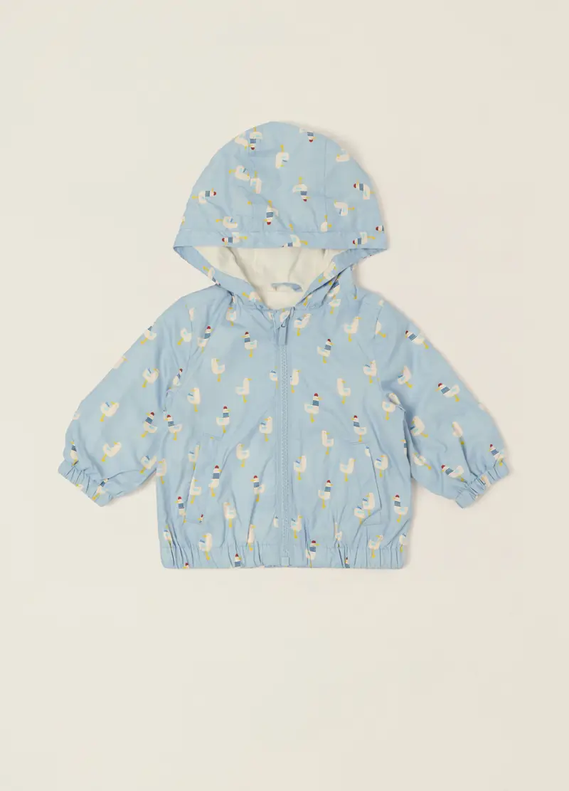 Giacca Azzurra Con Zip Per Neonato, Denim