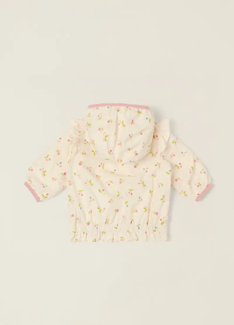 Giacca Bianca Leggera Con Fantasia Floreale, Neonata, Beige miniatura 2
