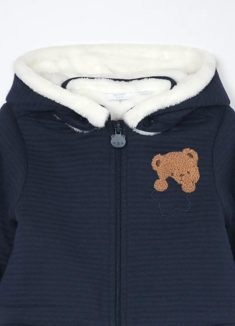 , Giacca Con Cappuccio In Cotone Matelassé Neonato, Blu miniatura 3