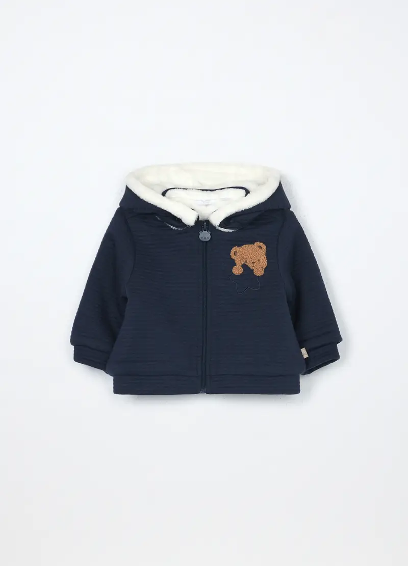 Giacca Con Cappuccio In Cotone Matelassé Neonato, Blu