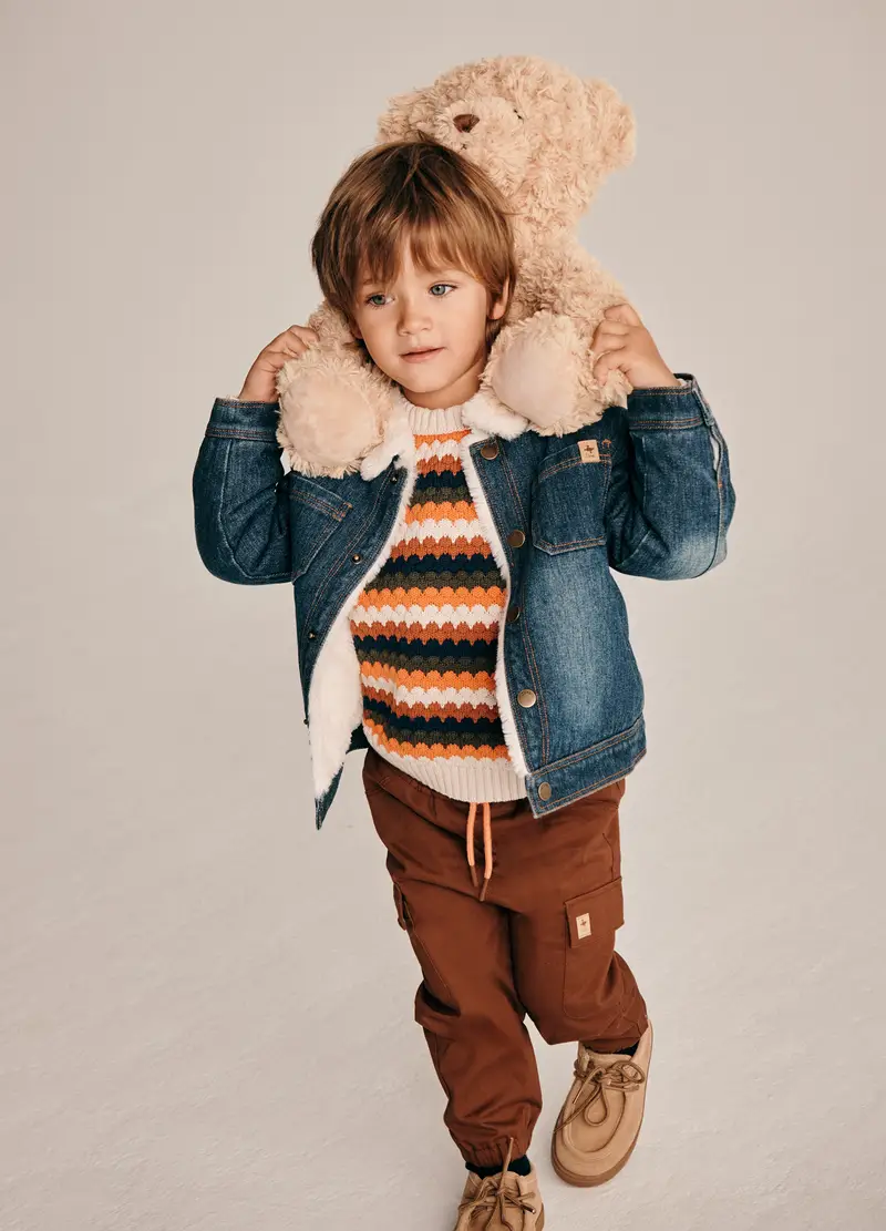 Giacca Denim Blu Con Interno In Pelliccia, Neonato, Denim