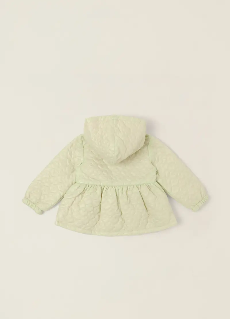 Giacca Imbottita Verde Con Cappuccio Per Neonata, Giallo miniatura 2