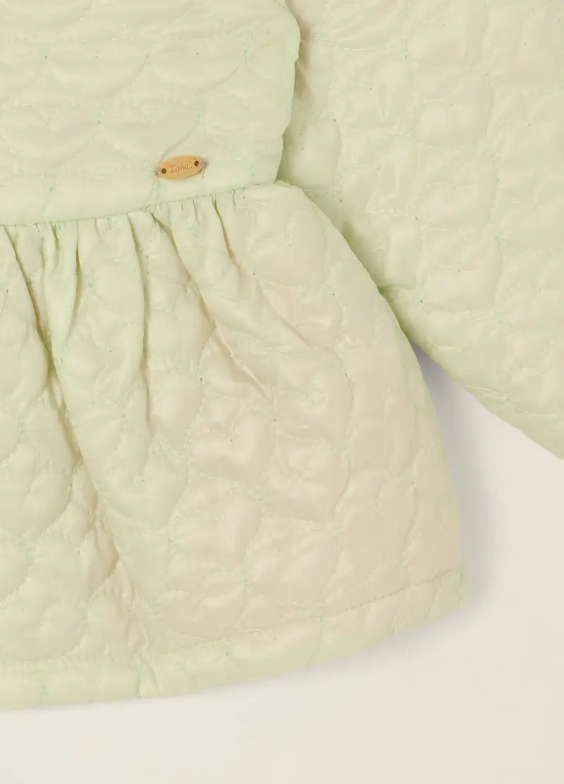 Giacca Imbottita Verde Con Cappuccio Per Neonata, Giallo miniatura 3