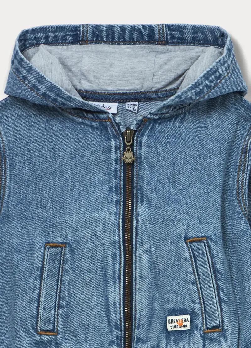 Giacca In Denim Misto Cotone Bimbo, Bambino, Blu denim miniatura 3