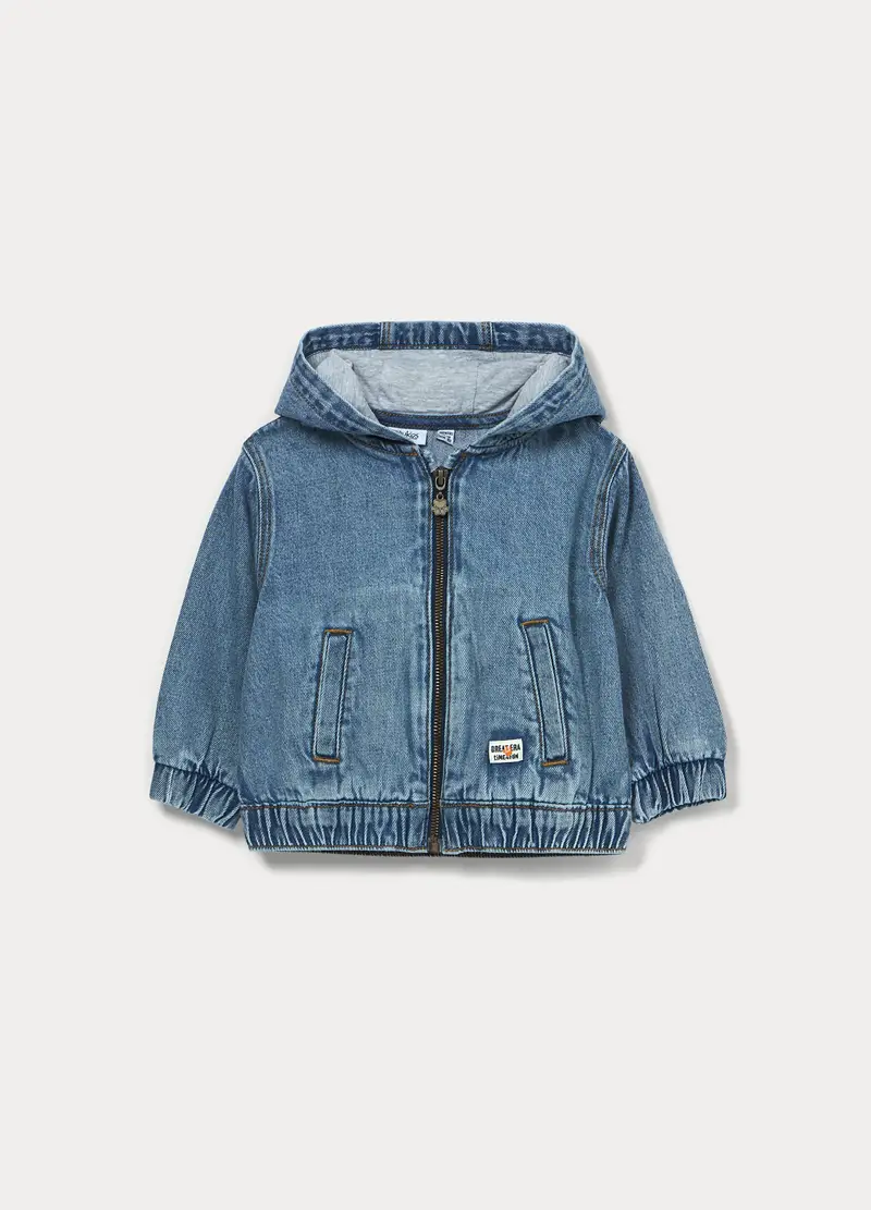 Giacca In Denim Misto Cotone Bimbo, Bambino, Blu denim