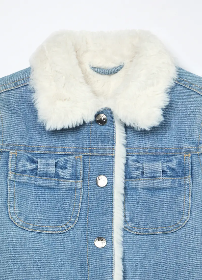 Giacca In Denim Misto Cotone Neonata, Bambina, Azzurro chiaro miniatura 3