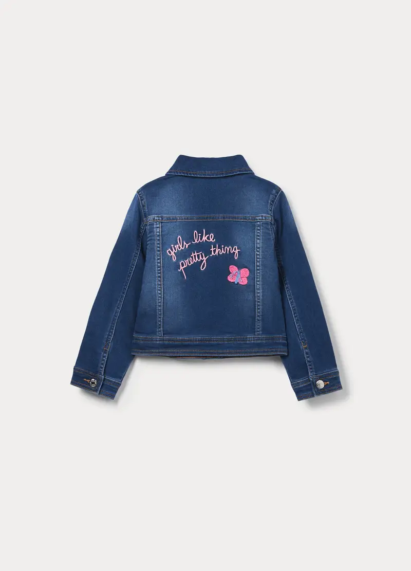Giacca In Stretch Denim Bambina, Blu denim miniatura 2