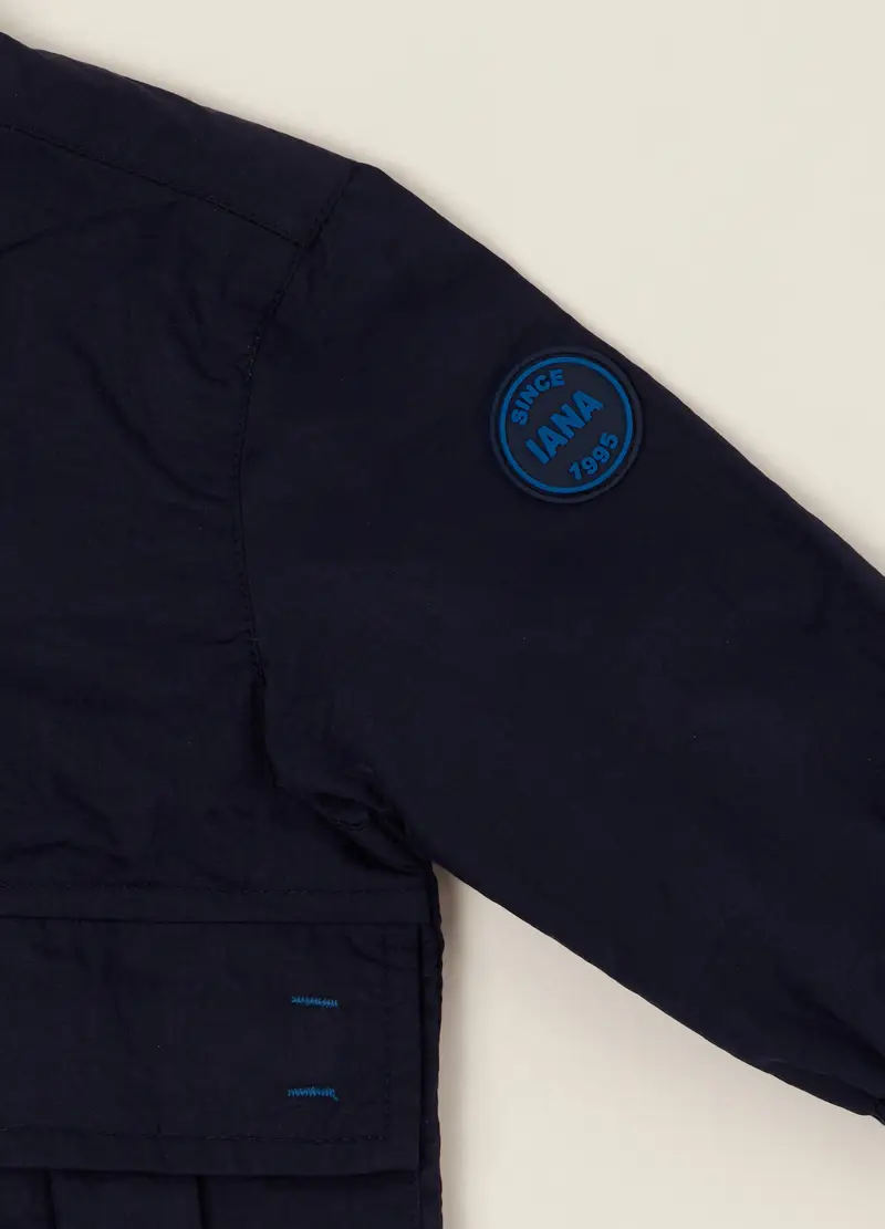 Giacca Leggera Blu Per Neonato Con Cappuccio, Nero miniatura 3