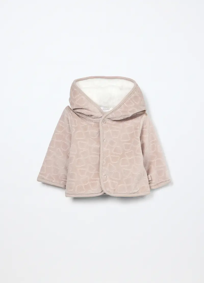 Giacca Velour Con Cappuccio, Unisex, Beige chiaro