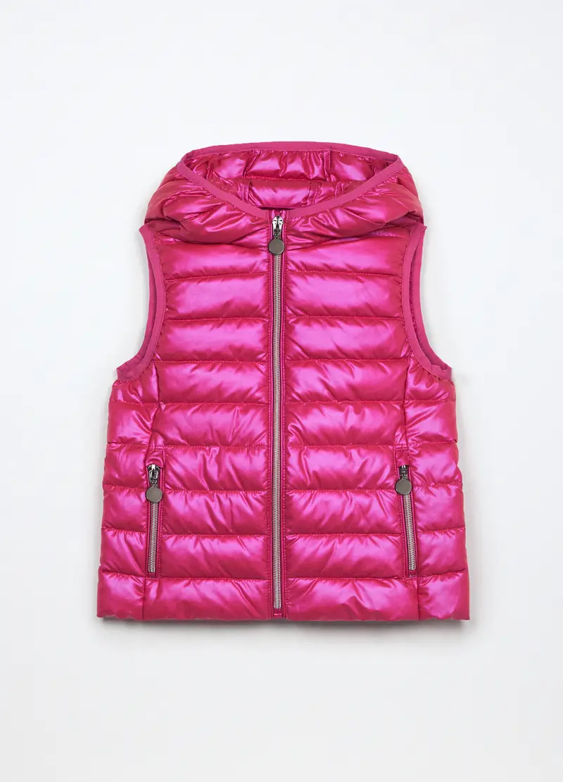 Gilet Imbottito Effetto Perlato Bambina, Rosa fuxia