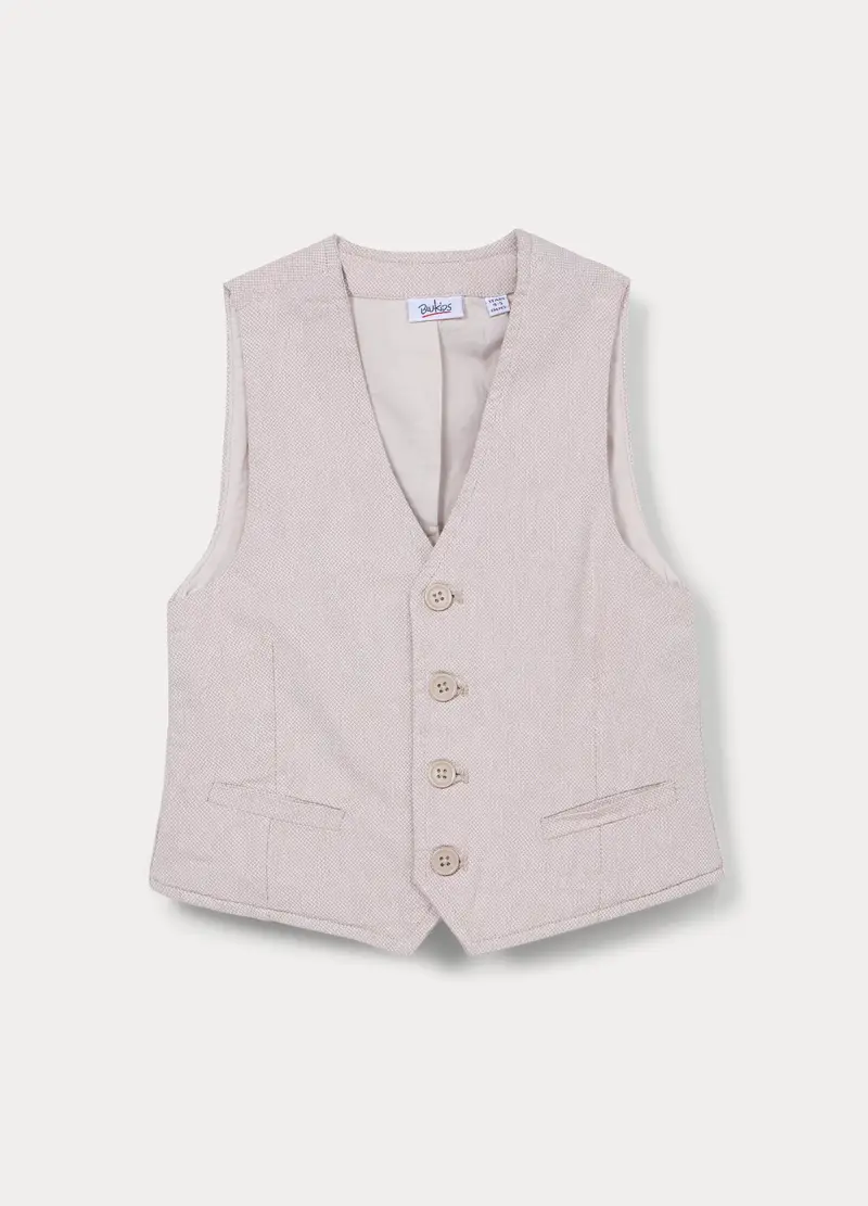 Gilet In Puro Cotone Bambino, Beige chiaro