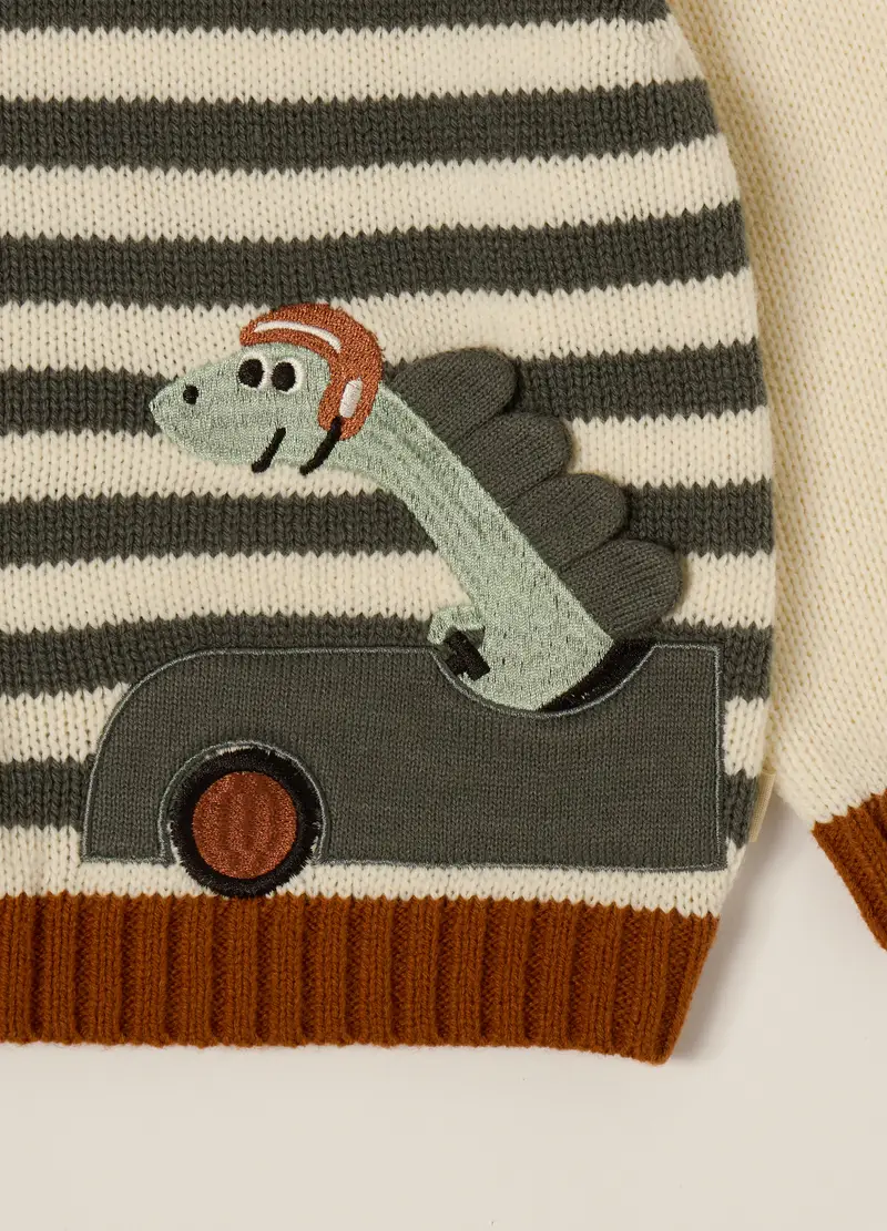 Girocollo Tricot Iana Neonato, Bianco panna miniatura 3