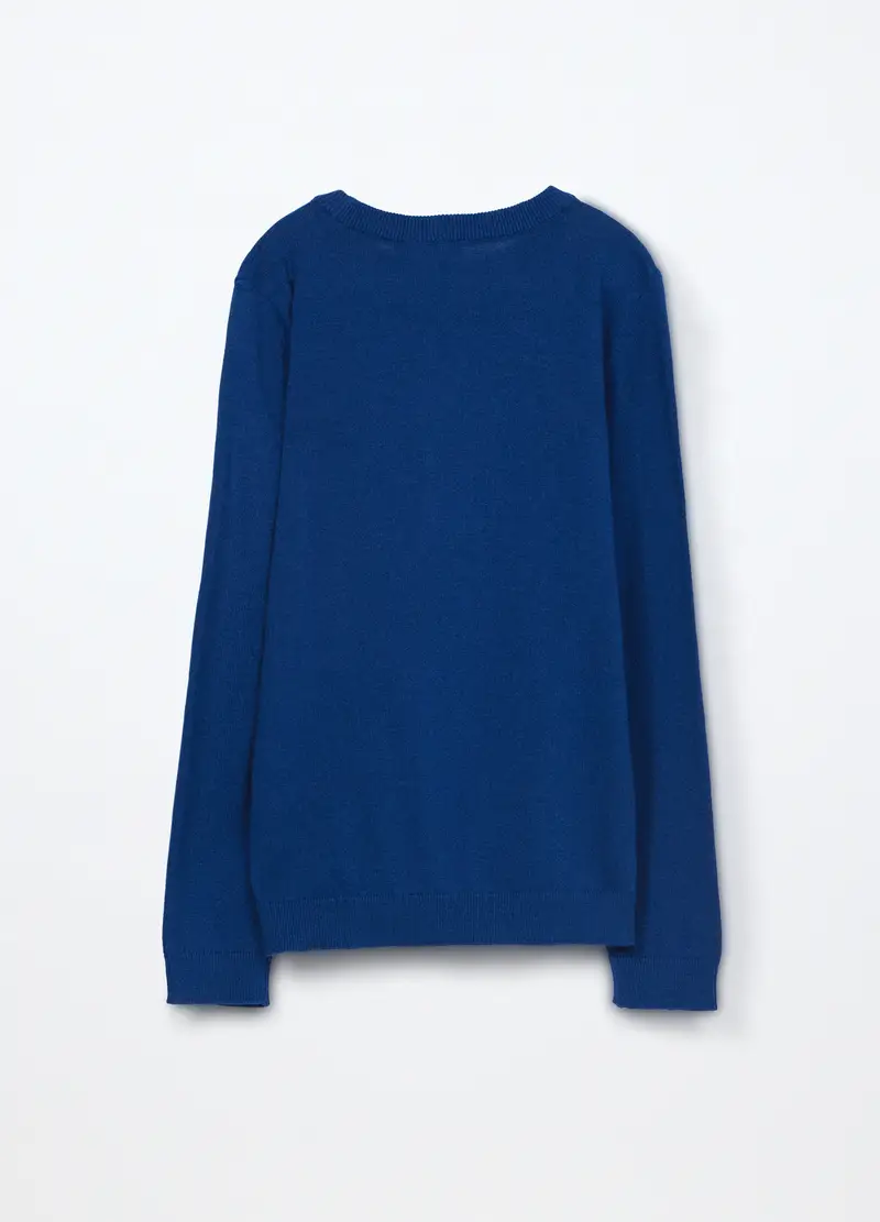 Girocollo Tricot In Puro Cotone Bambino, Blu elettrico miniatura 2