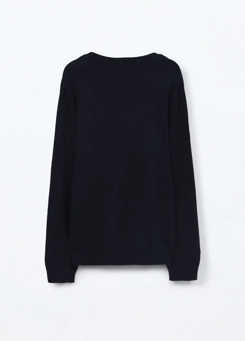 Girocollo Tricot In Puro Cotone Bambino, Nero miniatura 2