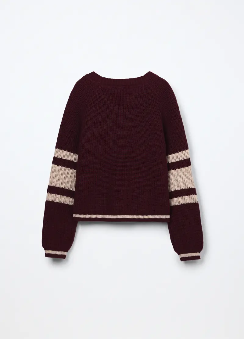 Girocollo Tricot Misto Cotone Ragazza, Bambina, Marrone tabacco miniatura 2