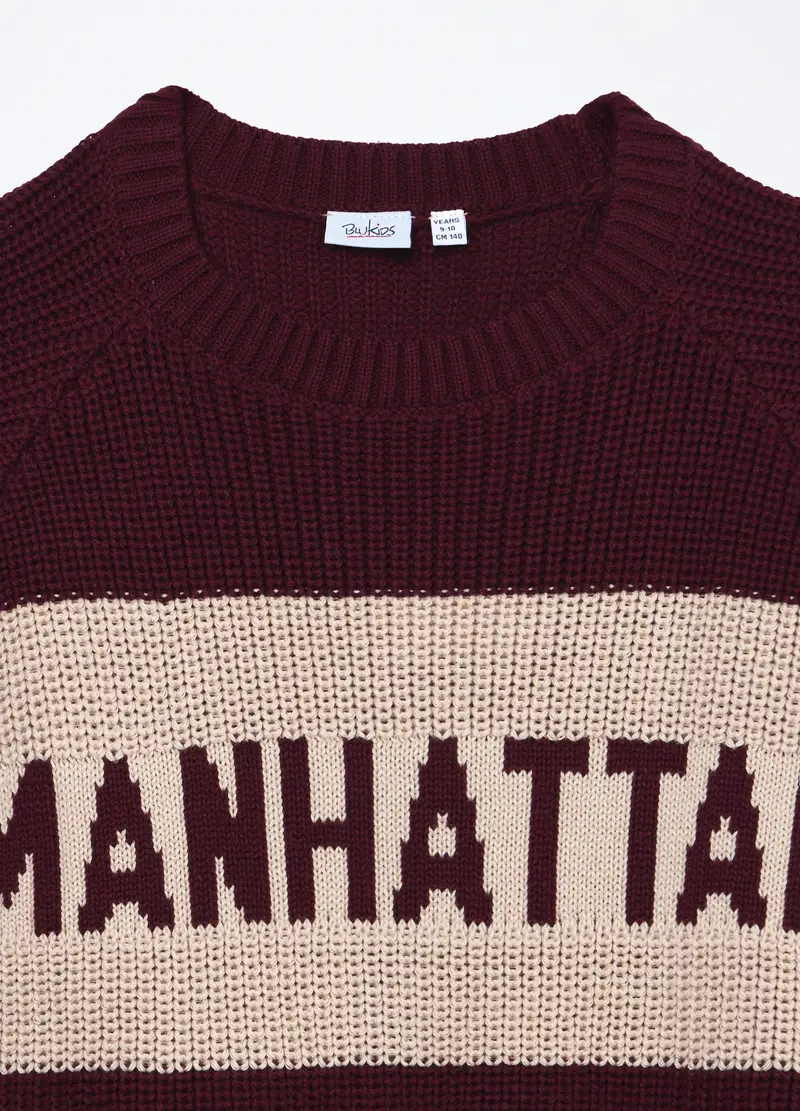 Girocollo Tricot Misto Cotone Ragazza, Bambina, Marrone tabacco miniatura 3