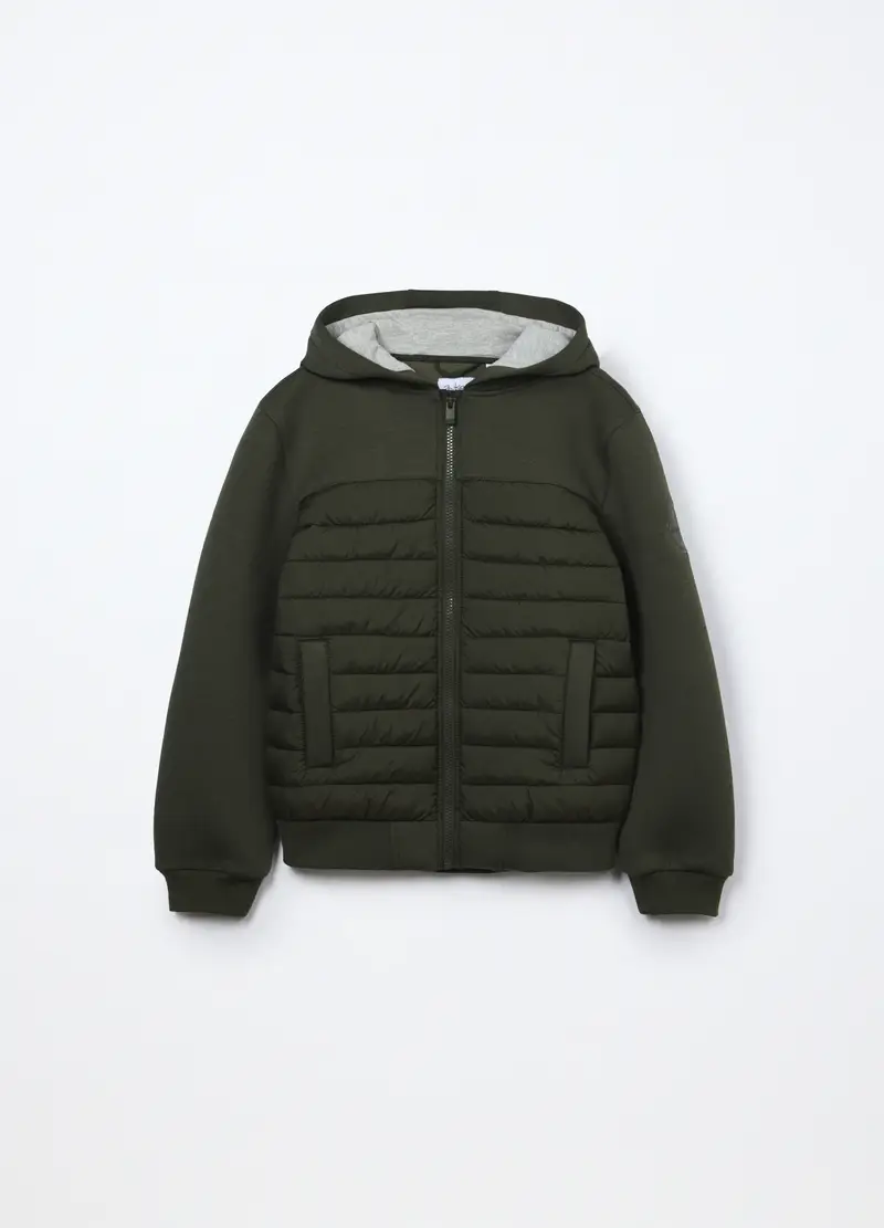 Giubbino Con Inserti Imbottiti Ragazzo, Bambino, Verde oliva