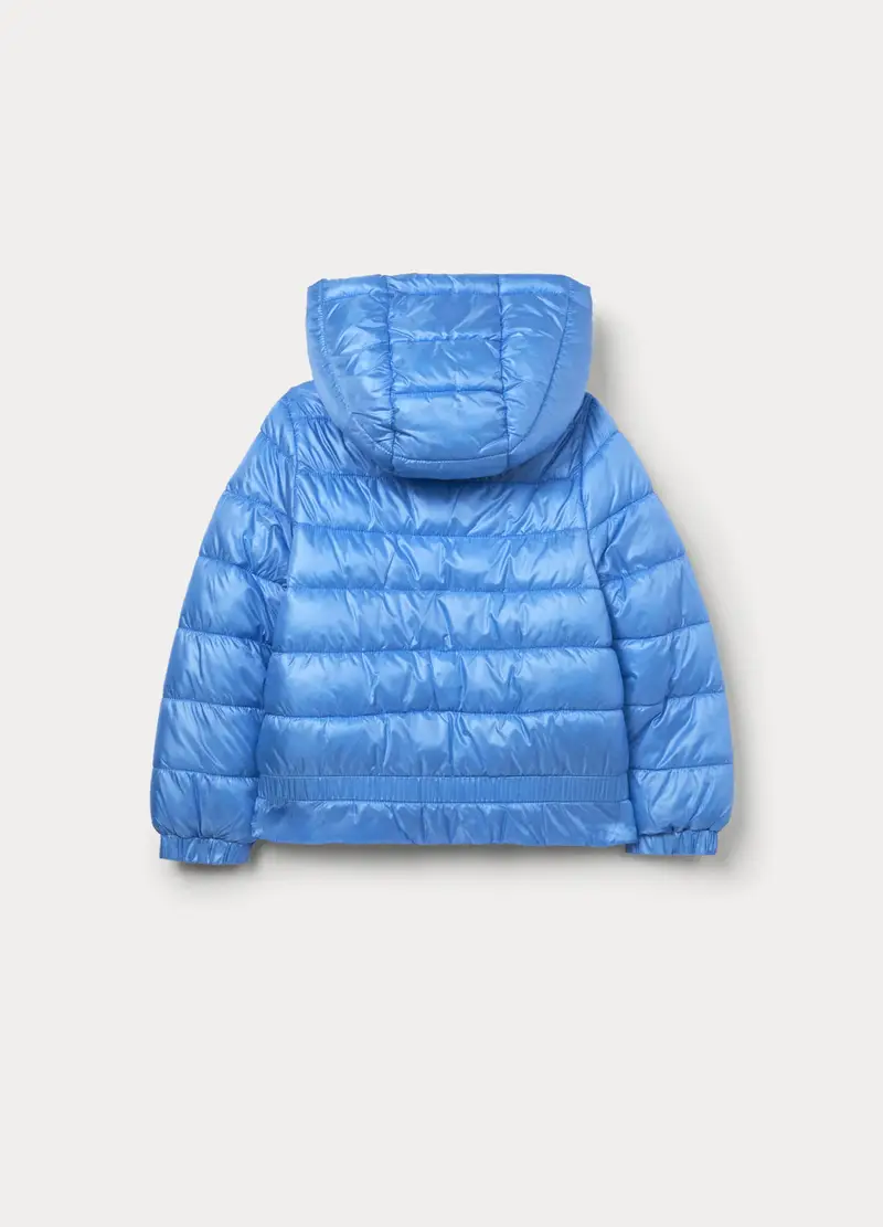 Giubbino Imbottito Con Cappuccio Bambina, Azzurro cielo miniatura 2