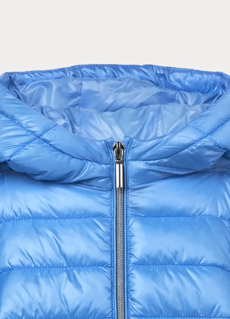 Giubbino Imbottito Con Cappuccio Bambina, Azzurro cielo miniatura 3
