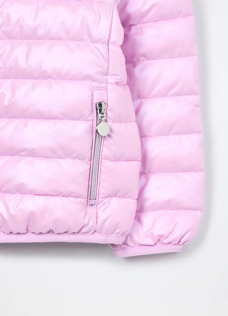 Giubbino Imbottito Con Cappuccio Bambina, Rosa pastello miniatura 3