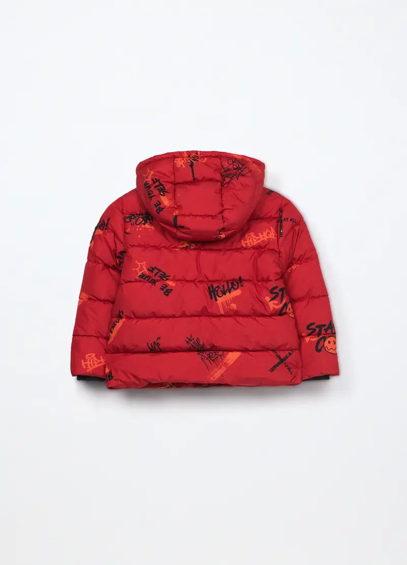 Giubbino Imbottito Con Cappuccio Bambino, Rosso aragosta miniatura 2