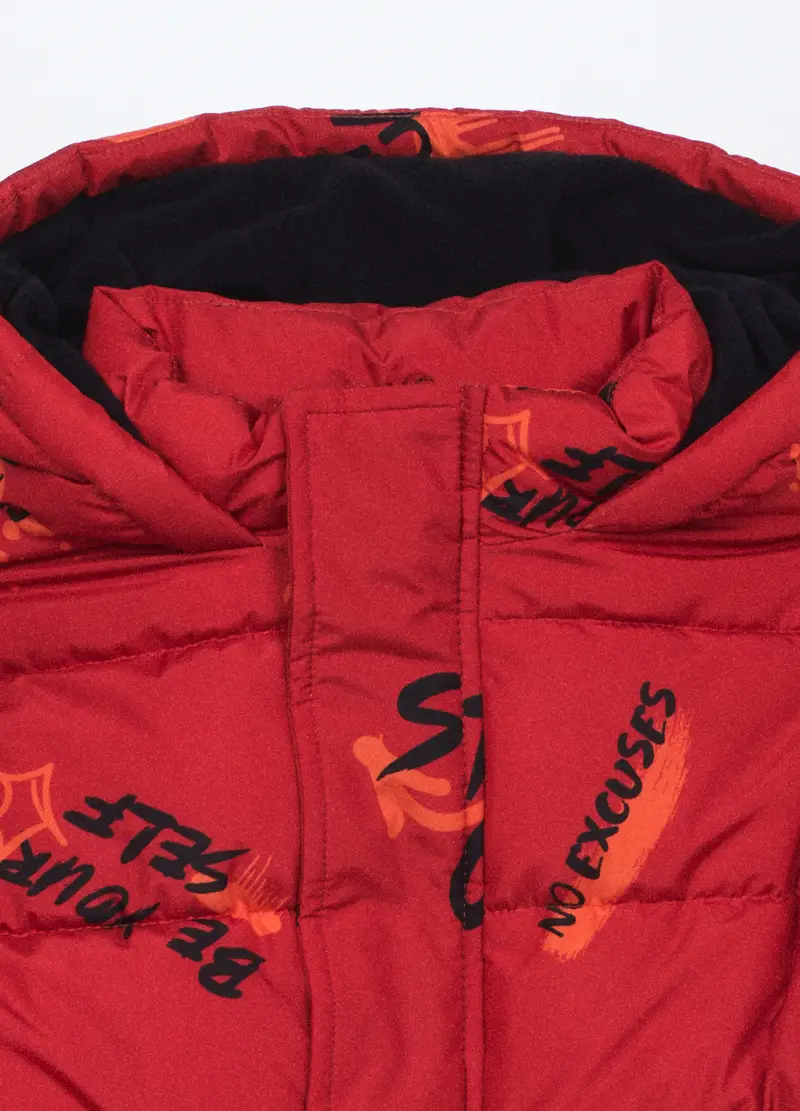 Giubbino Imbottito Con Cappuccio Bambino, Rosso aragosta miniatura 3