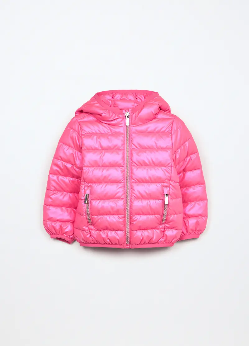 Giubbino Imbottito Con Cappuccio Neonata, Bambina, Rosa fuxia