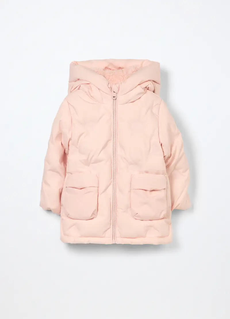 Giubbino Imbottito Con Cappuccio Neonata, Bambina, Rosa pastello