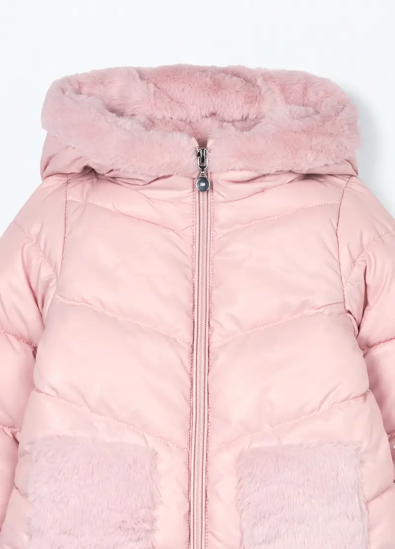 Giubbino Imbottito Con Cappuccio Neonata, Bambina, Rosa pastello miniatura 3