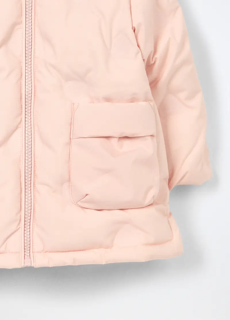 Giubbino Imbottito Con Cappuccio Neonata, Bambina, Rosa pastello miniatura 3