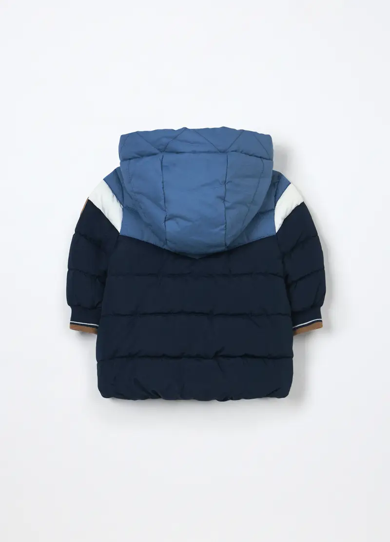 Giubbino Imbottito Con Cappuccio Neonato, Blu scuro miniatura 2