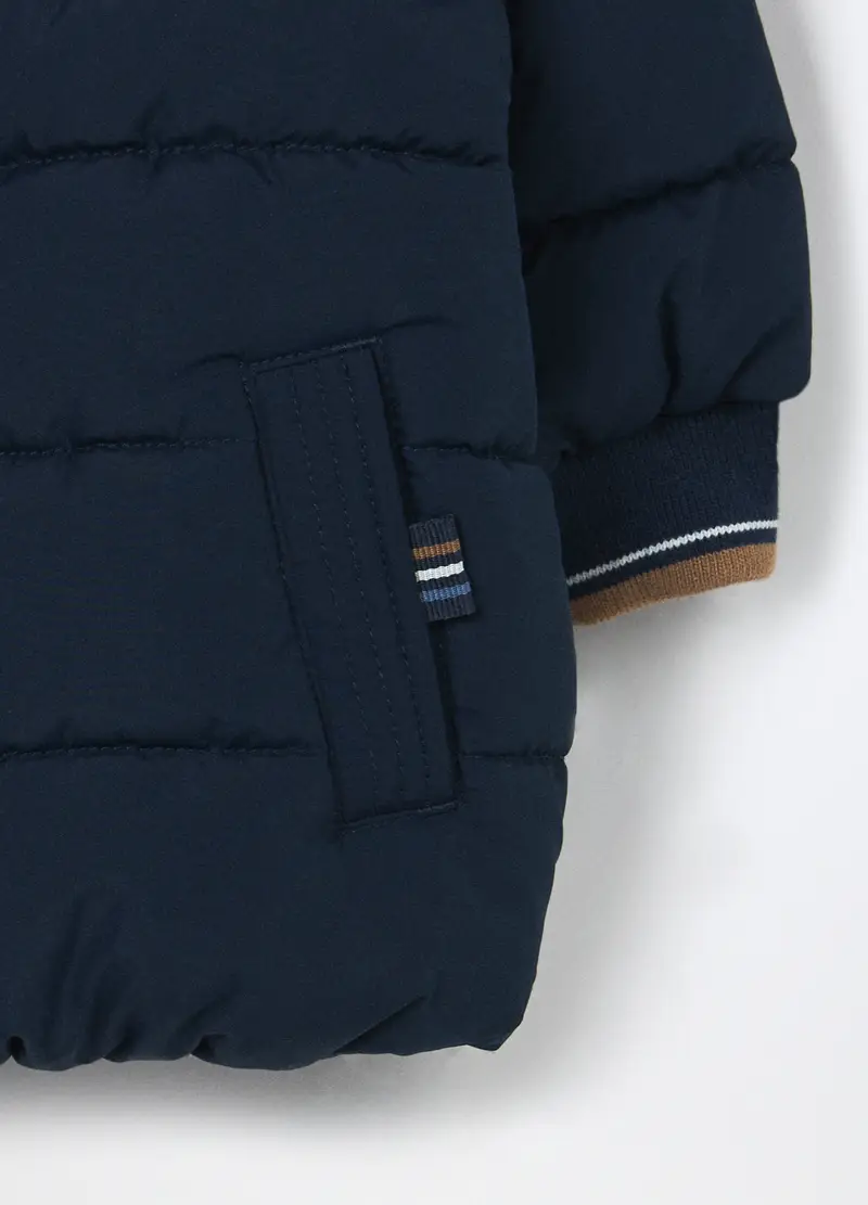 Giubbino Imbottito Con Cappuccio Neonato, Blu scuro miniatura 3