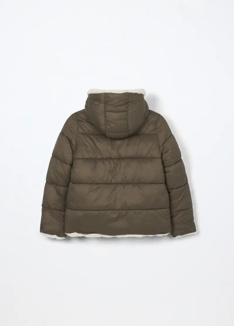 , Giubbino Imbottito Con Cappuccio Ragazza, Bambina, Verde militare miniatura 2