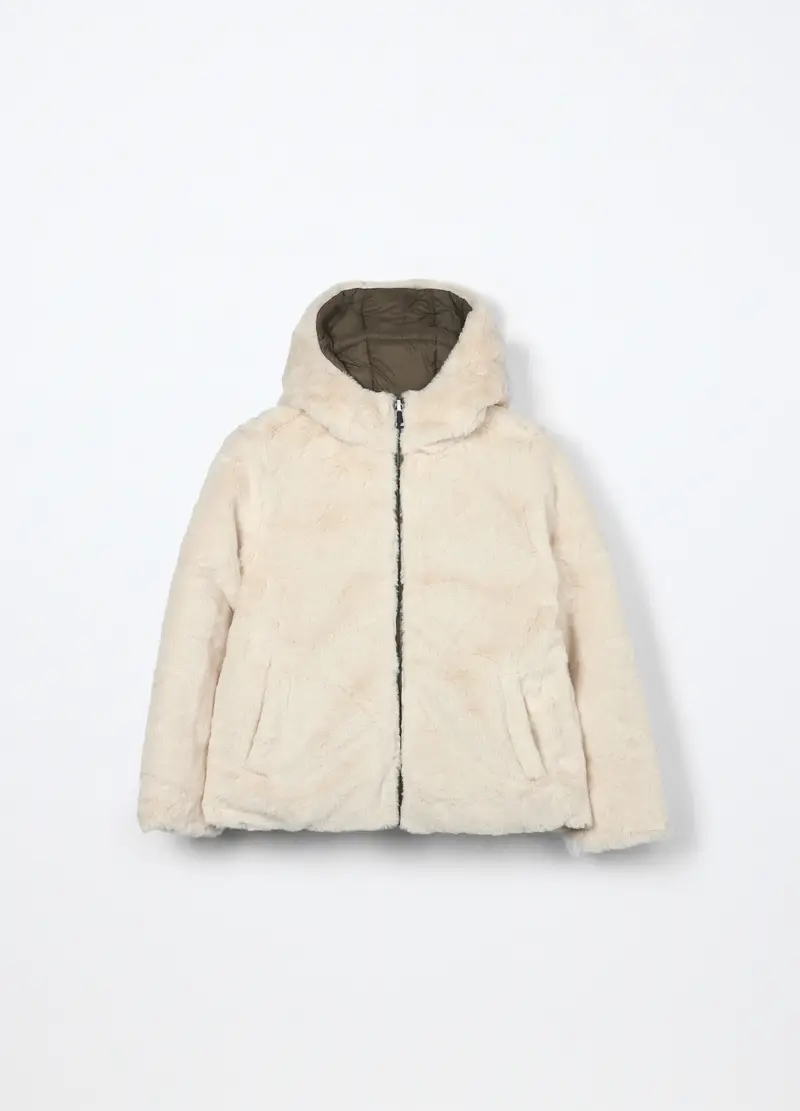 , Giubbino Imbottito Con Cappuccio Ragazza, Bambina, Verde militare miniatura 3