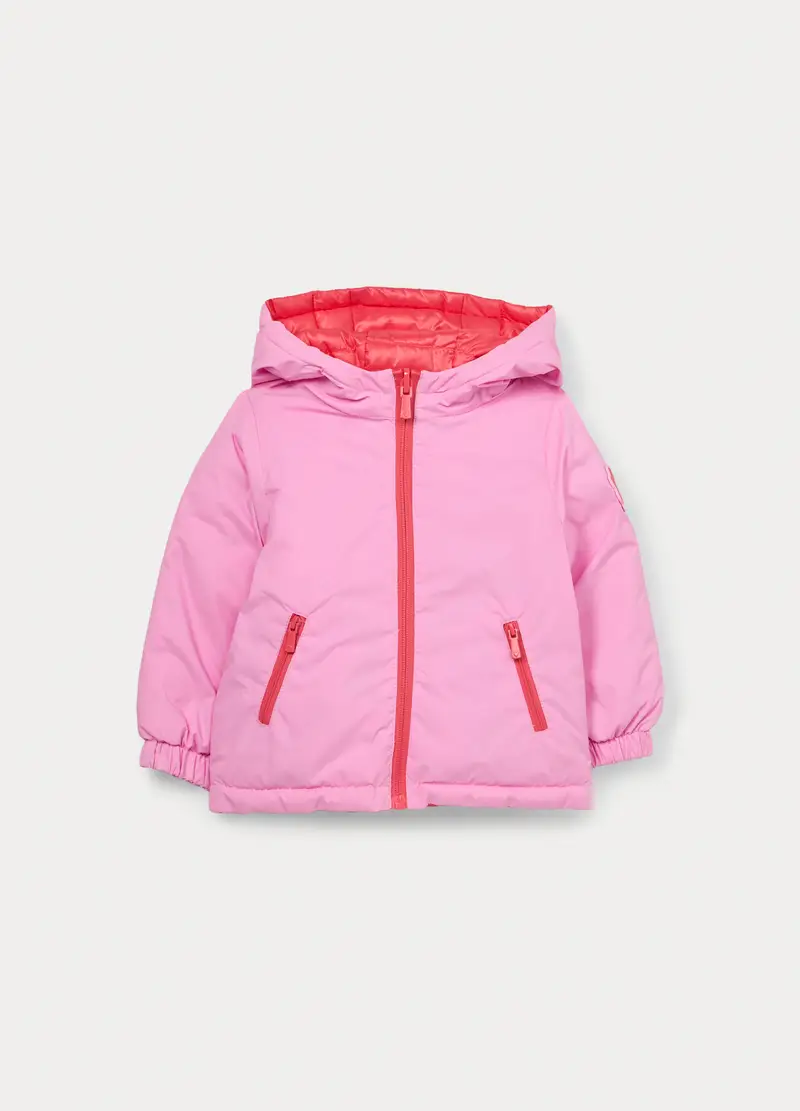 Giubbino Imbottito In Taffetà Con Cappuccio Bimba, Bambina, Rosa pastello