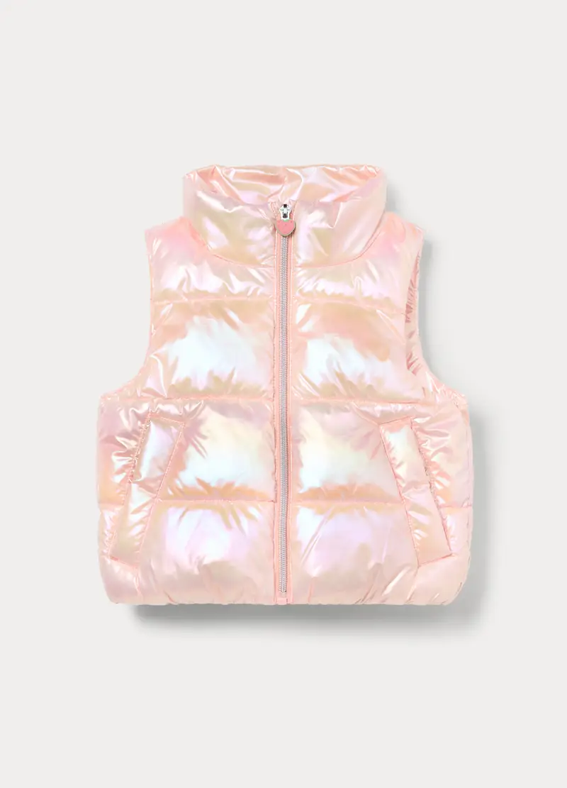 Giubbino Imbottito Smanicato Bambina, Rosa chiaro