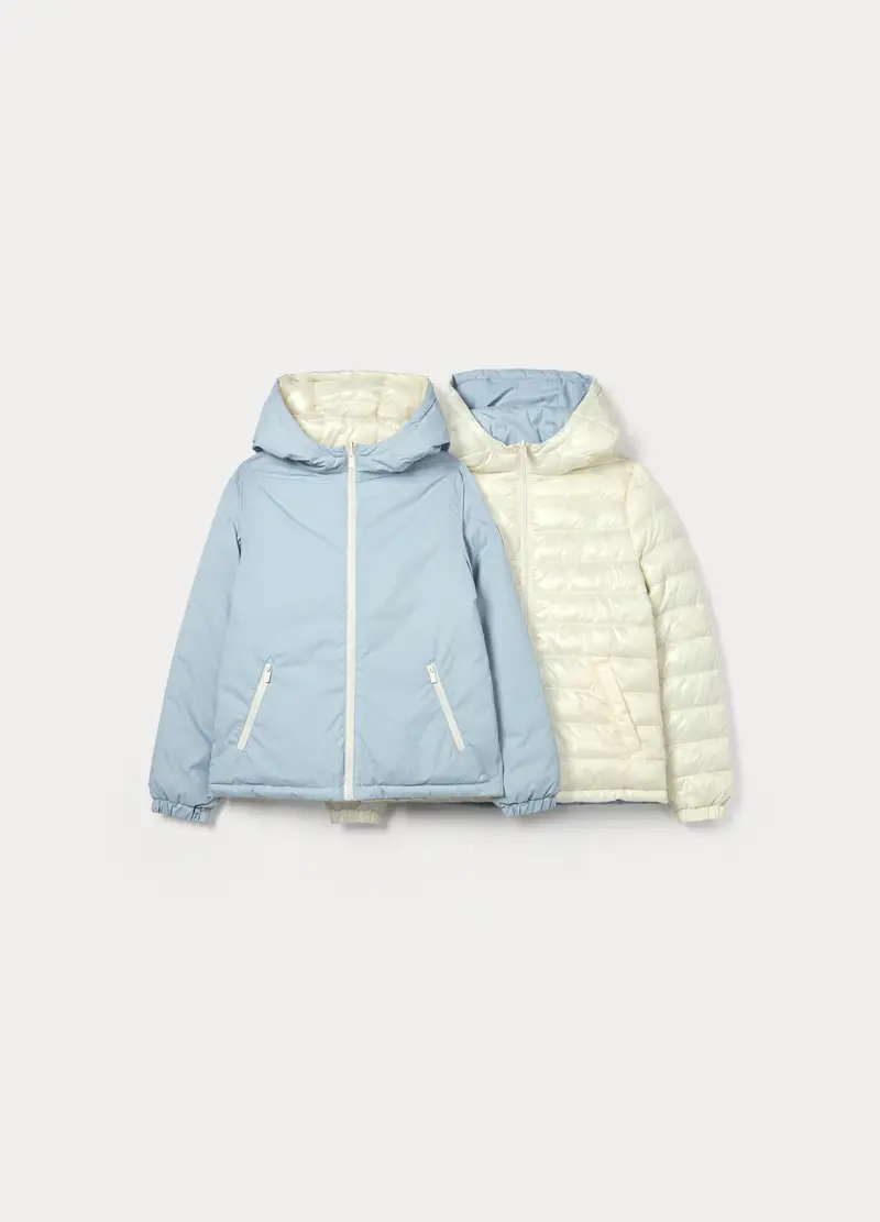 Giubbino Imbottito Ultra Leggero Reversibile Ragazza, Bambina, Azzurro chiaro