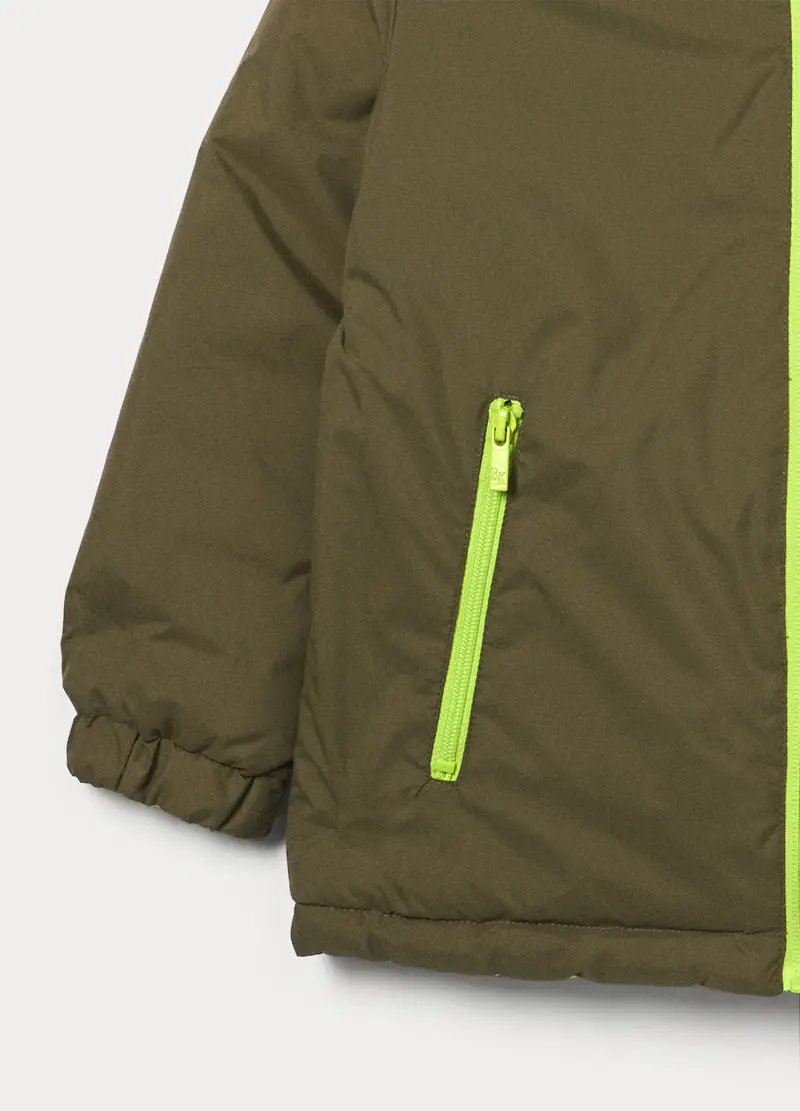 Giubbino Imbottito Ultraleggero Reversibile Bambino, Verde foglia miniatura 3