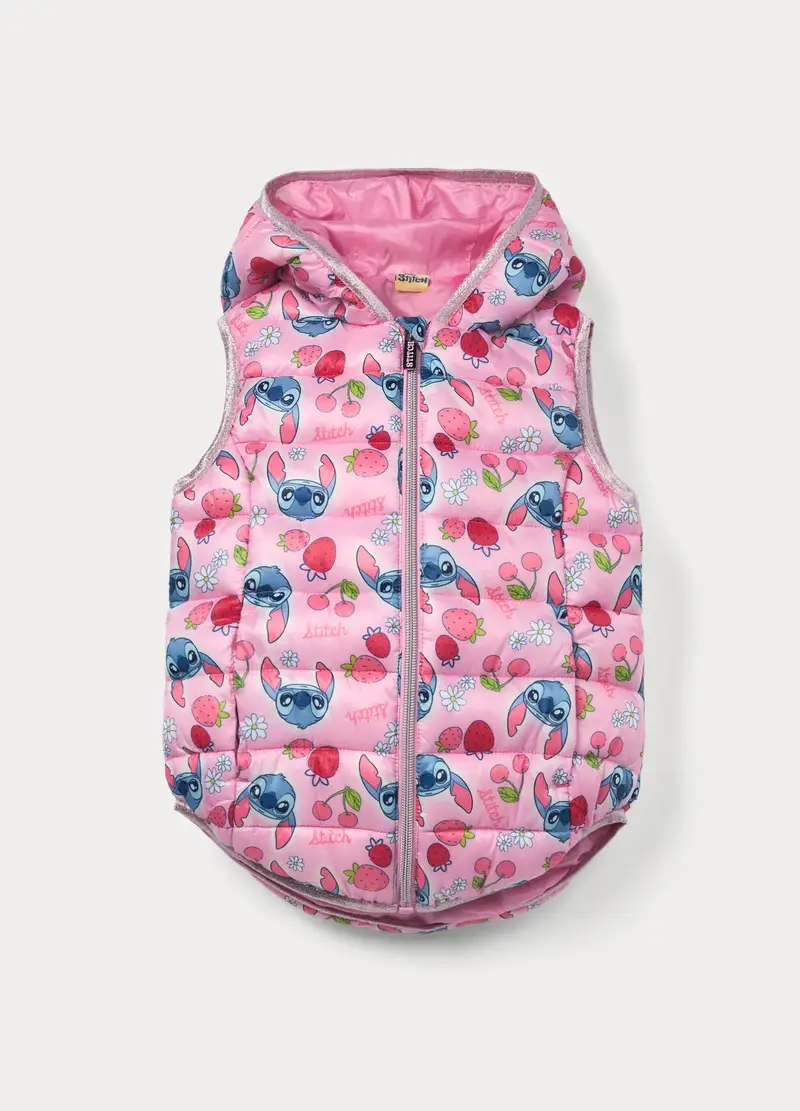 Giubbino Stitch Smanicato Bambina, Rosa pastello