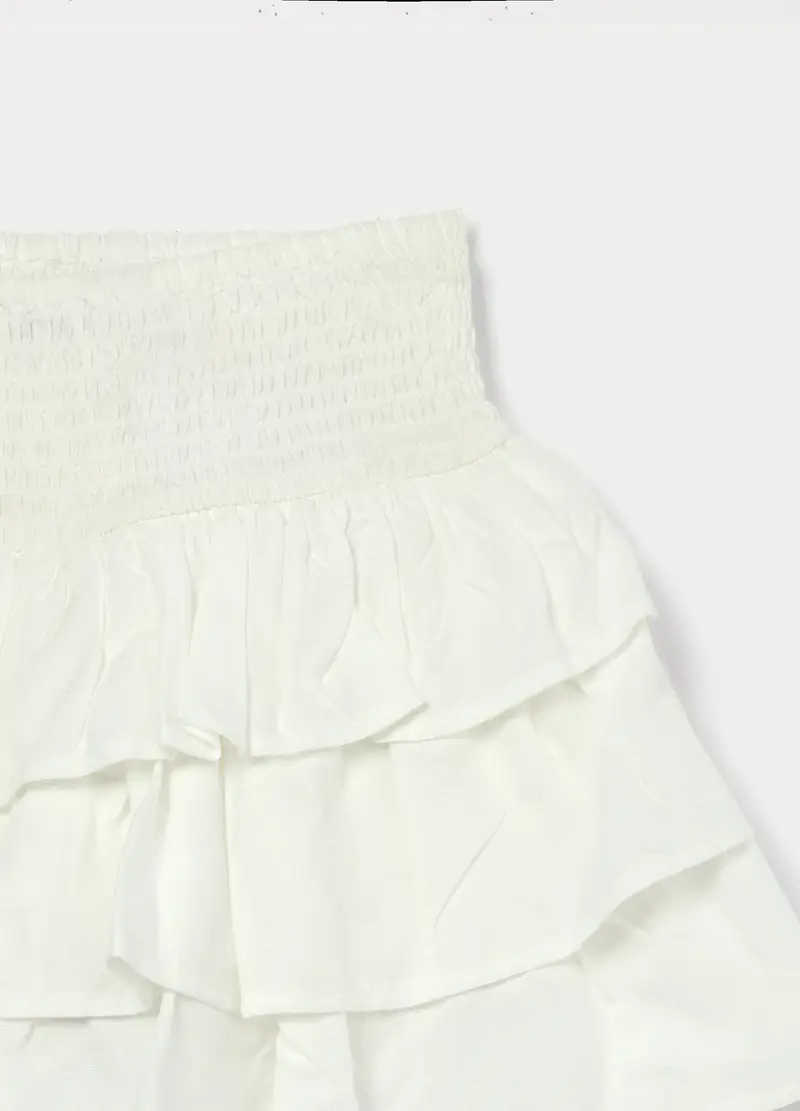 Gonna A Balze In Pura Viscosa Ragazza, Bambina, Bianco gesso miniatura 3