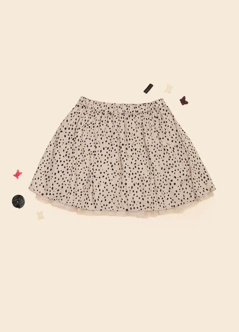 Gonna A Pois In Pura Viscosa, Bambina, Beige chiaro