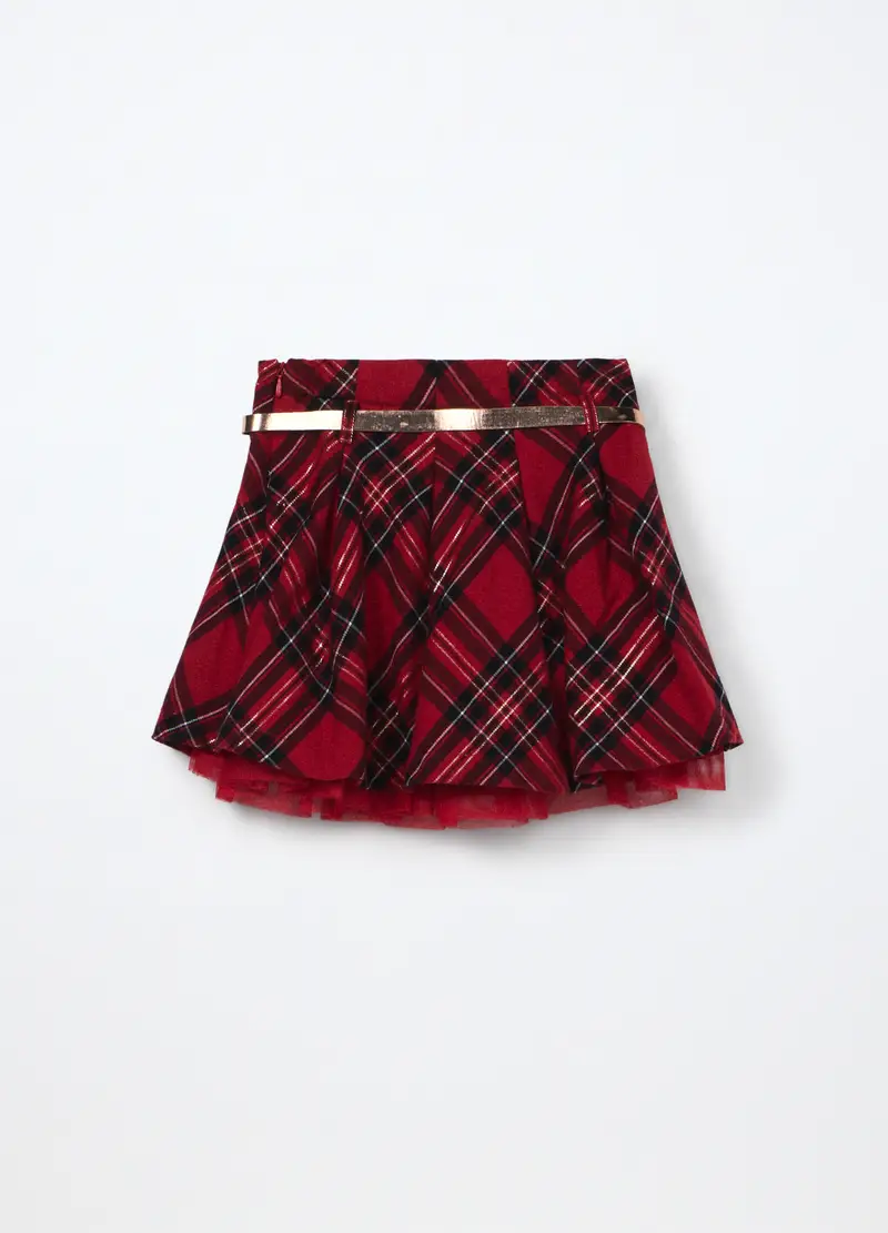 Gonna A Quadri Bambina, Rosso aragosta miniatura 2