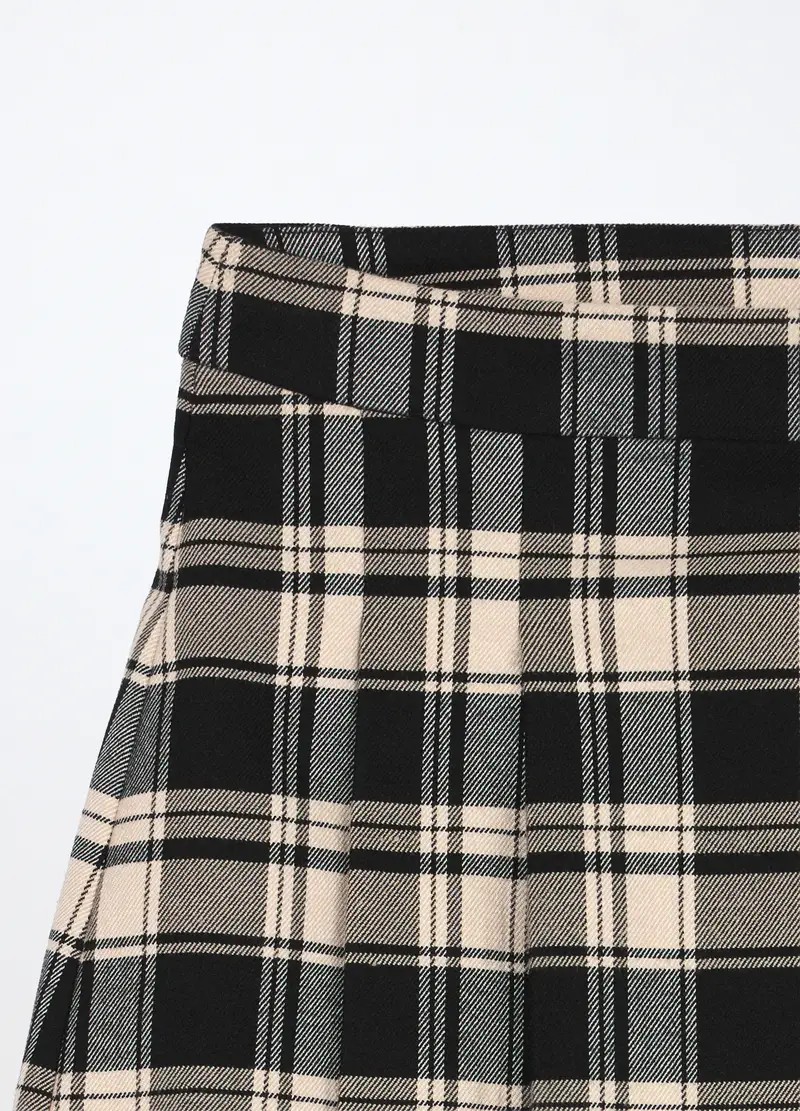 Gonna A Quadri Misto Viscosa Ragazza, Bambina, Bianco/Nero miniatura 3