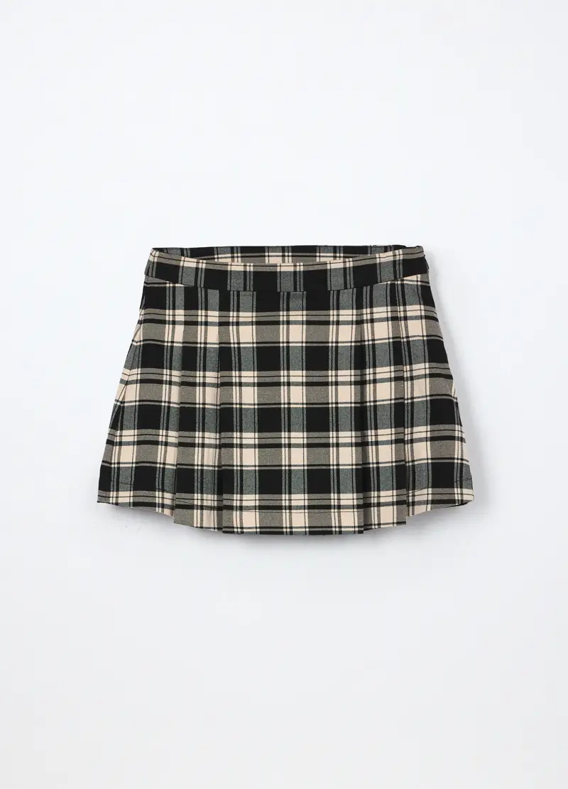 Gonna A Quadri Misto Viscosa Ragazza, Bambina, Bianco/Nero