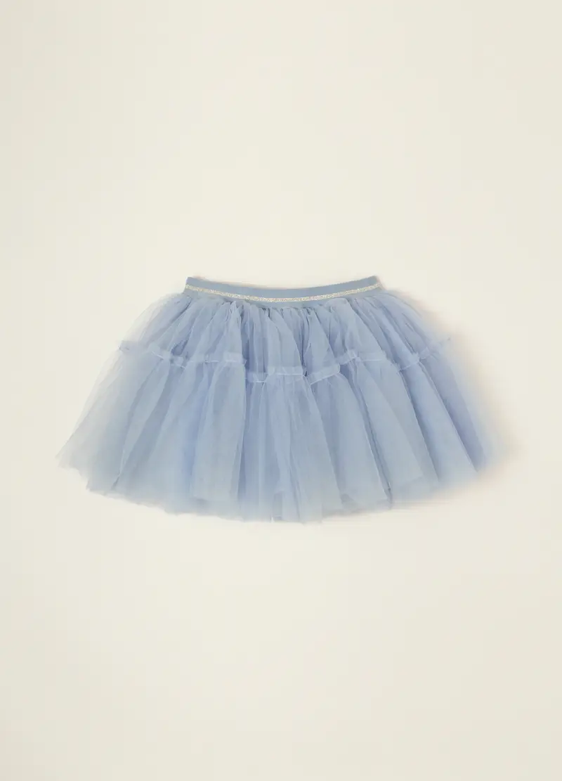 Gonna Azzurra In Tulle Per Neonata, Denim