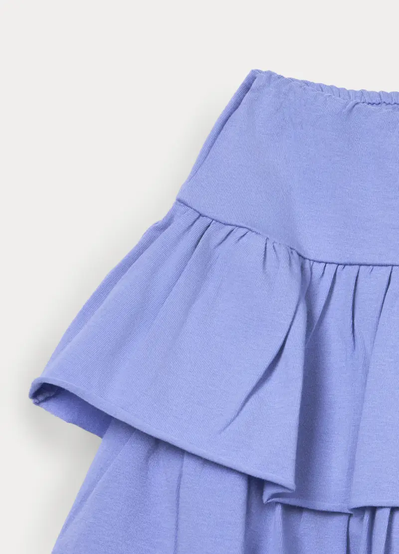 Gonna Corta A Balze In Jersey Di Cotone Stretch Bambina, Viola lilla miniatura 3