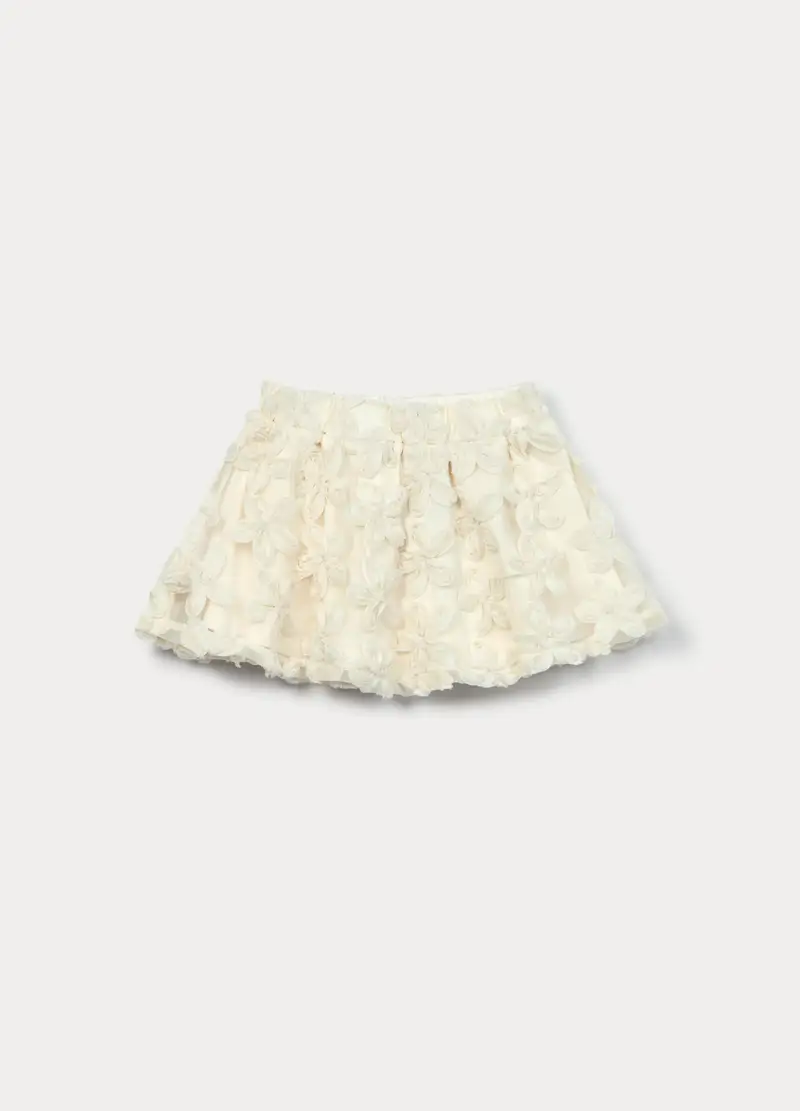 Gonna Corta A Fiori Bimba, Bambina, Bianco sporco